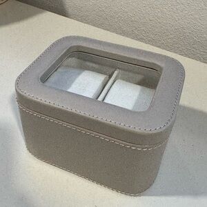 Pottery Barn Leather Watch Box with Glass Lid